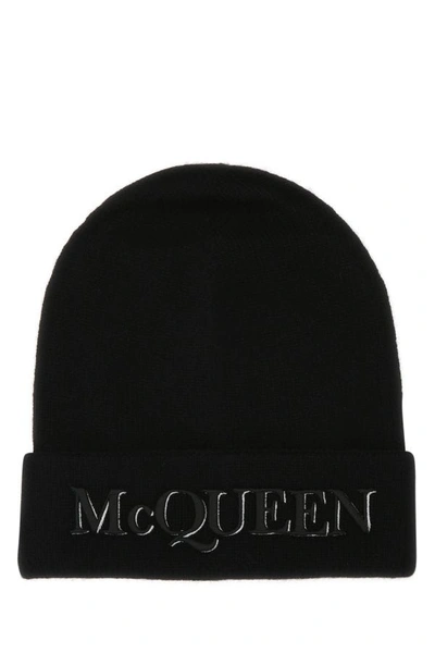 ALEXANDER MCQUEEN ALEXANDER MCQUEEN MEN BLACK CASHMERE BEANIE HAT