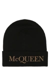 Alexander Mcqueen Embroidered-logo Ribbed Beanie In Black