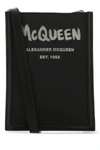 ALEXANDER MCQUEEN ALEXANDER MCQUEEN MAN BLACK FABRIC MINI EDGE CROSSBODY BAG