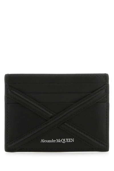 Alexander Mcqueen Man Black Leather Card Holder