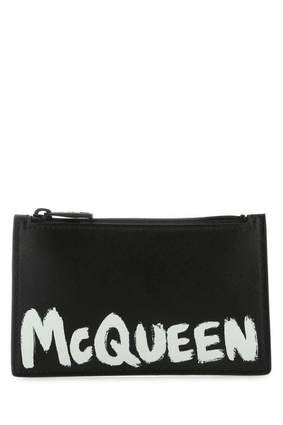 ALEXANDER MCQUEEN ALEXANDER MCQUEEN MEN BLACK LEATHER CARD HOLDER