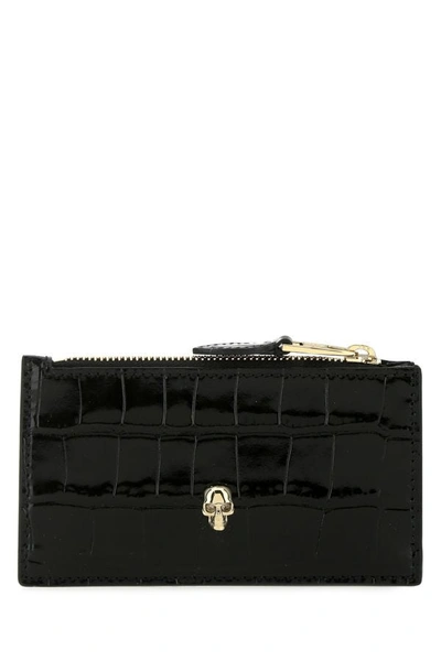 Alexander Mcqueen Man Black Leather Card Holder