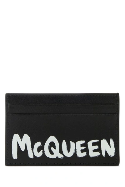 Alexander Mcqueen Man Black Leather Card Holder