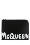 Alexander Mcqueen Men Black Leather Document Holder In Black