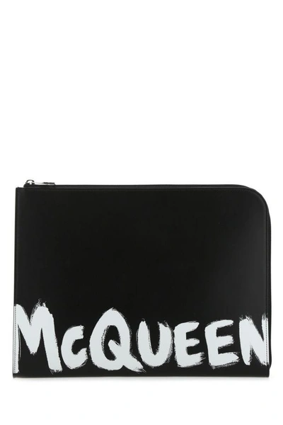 Alexander Mcqueen Men Black Leather Document Holder