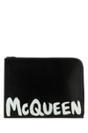 Alexander Mcqueen Leather Logo-print Document Holder In Black