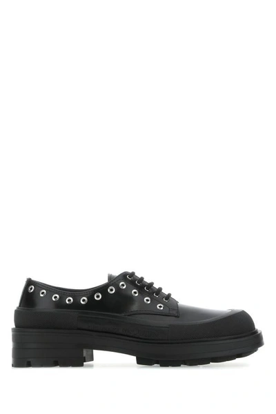 Alexander Mcqueen Man Black Leather Lace-up Shoes