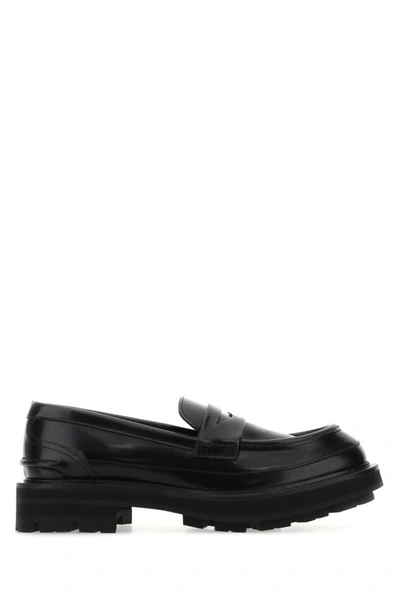 Alexander Mcqueen Man Black Leather Loafers