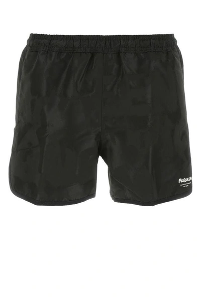 Alexander Mcqueen Man Black Polyester Swimming Shorts