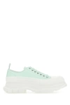 ALEXANDER MCQUEEN ALEXANDER MCQUEEN MAN SEA GREEN LEATHER TREAD SLICK SNEAKERS