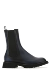 Alexander Mcqueen Ankle Boot Leather Black Anthracite In Multicolor
