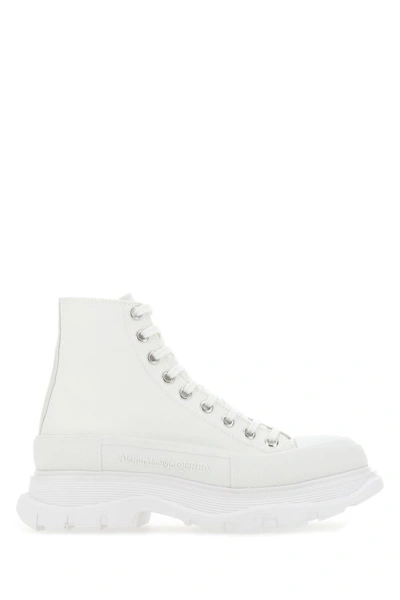 ALEXANDER MCQUEEN ALEXANDER MCQUEEN MEN WHITE CANVAS CANVAS SACK SNEAKERS