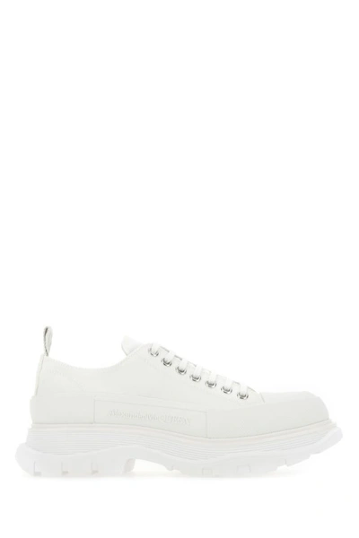 ALEXANDER MCQUEEN ALEXANDER MCQUEEN MEN WHITE CANVAS TREAD SLICK SNEAKERS