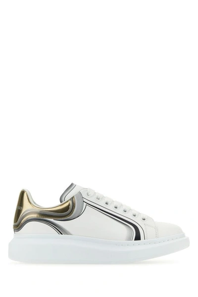 Alexander Mcqueen Man White Leather Sneakers With Tyrian Platinum Leather Heel