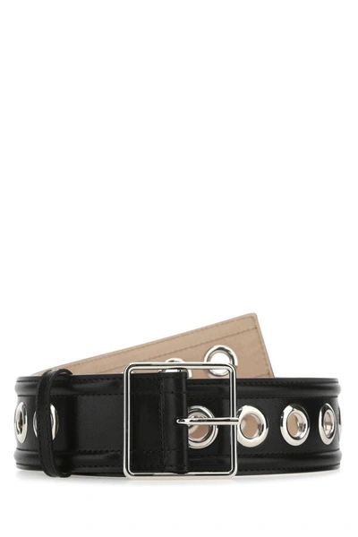 Alexander Mcqueen Woman Black Leather Belt