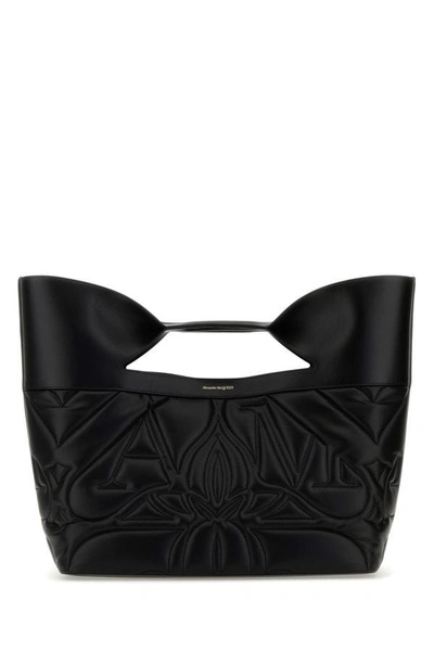 Alexander Mcqueen Leather Bag With Logo In Black