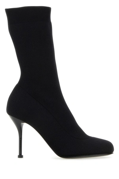 Alexander Mcqueen Woman Black Stretch Nylon Ankle Boots