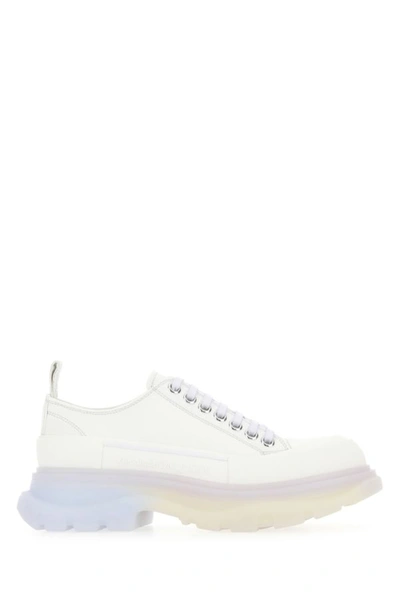 Alexander Mcqueen Woman Chalk Canvas Tread Slick Sneakers In White