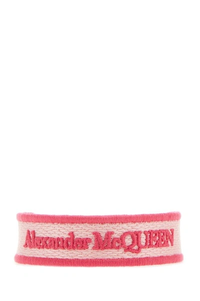 Alexander Mcqueen Woman Embroidered Fabric Bracelet In Multicolor