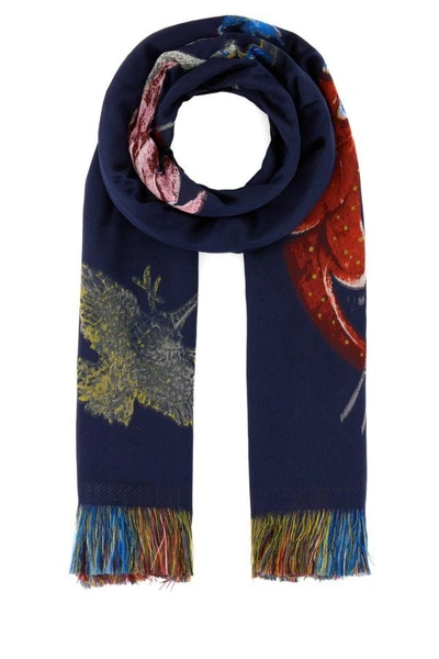 Alexander Mcqueen Woman Embroidered Silk Blend Scarf In Multicolor