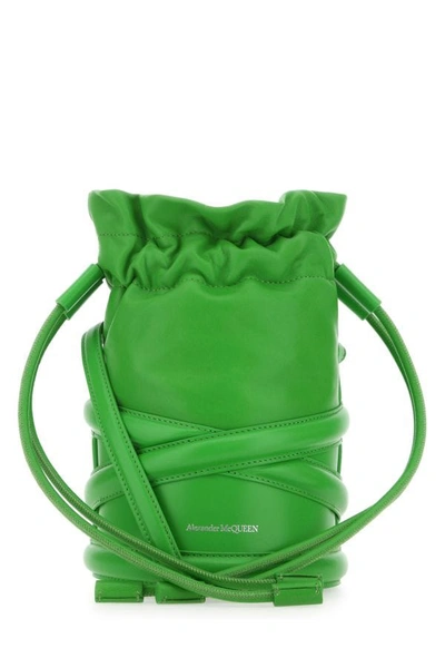 Alexander Mcqueen Woman Grass Green Leather Bucket Bag