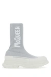 ALEXANDER MCQUEEN ALEXANDER MCQUEEN WOMAN GREY STRETCH NYLON TREAD SLICK SNEAKERS