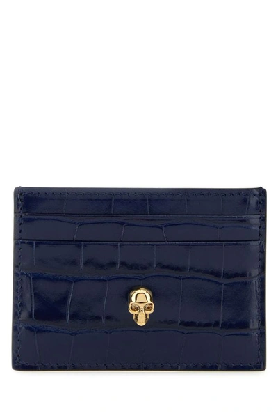 Alexander Mcqueen Woman Navy Blue Leather Card Holder