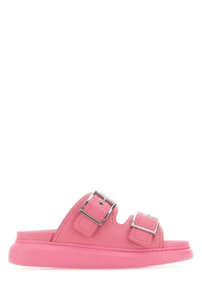 ALEXANDER MCQUEEN ALEXANDER MCQUEEN WOMAN PINK LEATHER SLIPPERS