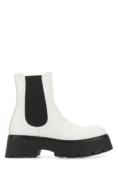 Alexander Mcqueen White Slip On Boots