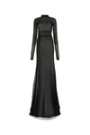 Ann Demeulemeester Long Sleeves High Neck Floor Length Dress In Black