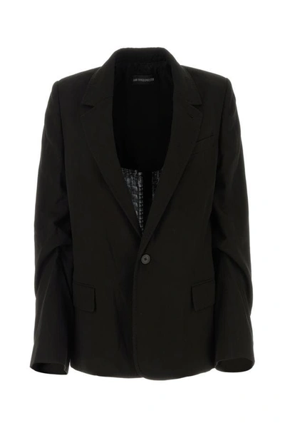 ANN DEMEULEMEESTER ANN DEMEULEMEESTER WOMEN BLACK COTTON RENSKE BLAZER