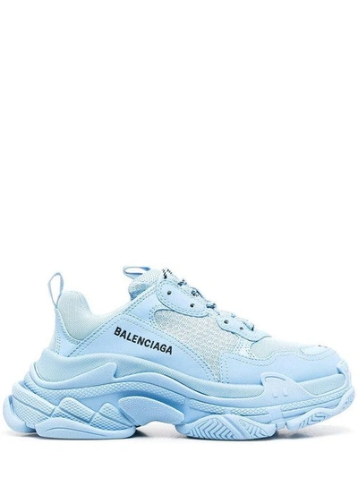 Balenciaga Women Blue Triple S Sneakers