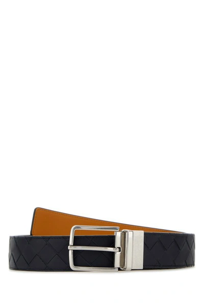 Bottega Veneta Intrecciao Leather Belt In Blue