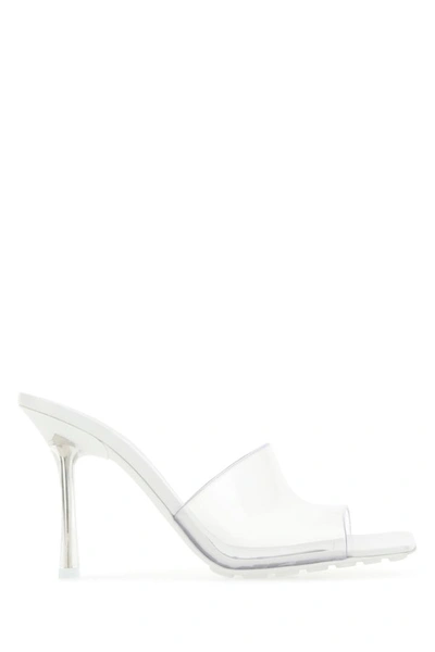 Bottega Veneta Stretch Transparent High Heel Mules In White