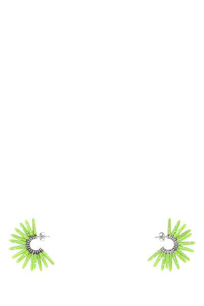 Bottega Veneta Woman Acid Green 925 Silver Cone Earrings