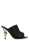 Bottega Veneta 90mm Mini Weave Nappa Leather Knot Mule Sandals In Black