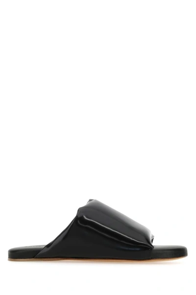 Bottega Veneta Woman Black Nappa Leather Cushion Sandals