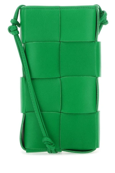 Bottega Veneta Woman Grass Green Leather Phone Case