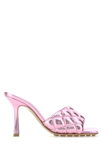 Bottega Veneta Quilted Square Toe Sandals In Pink