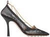 BOTTEGA VENETA BOTTEGA VENETA WOMEN BLACK EMBELLISHED LEATHER-TRIMMED MESH PUMPS