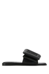 Boyy Black Leather Puffy Slippers In Black