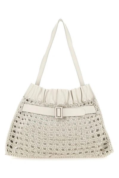 Boyy Scrunchy Jumbo Crochet Shoulder Bag In White