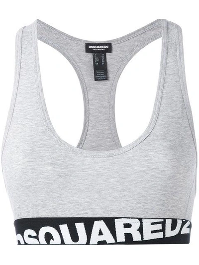 Dsquared2 Logo下摆运动文胸 In Grey