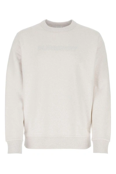 BURBERRY BURBERRY MAN MELANGE CHALK STRETCH COTTON SWEATSHIRT