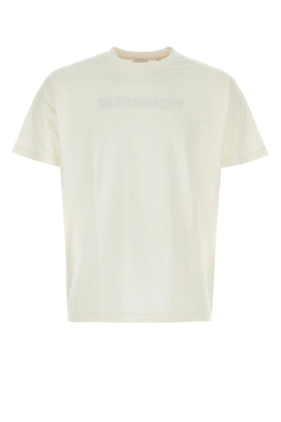 Burberry Man Melange Ivory Cotton T-shirt In White