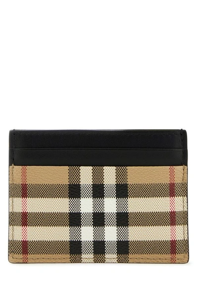 Burberry Man Printed Canvas Cardholder In Archive Beige