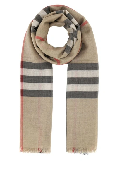 Burberry Unisex Embroidered Wool Blend Scarf In Multicolor