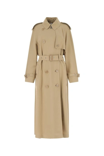 BURBERRY BURBERRY WOMAN BEIGE VISCOSE TRENCH COAT