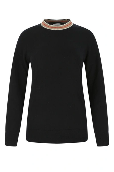 BURBERRY BURBERRY WOMAN BLACK CASHMERE SWEATER