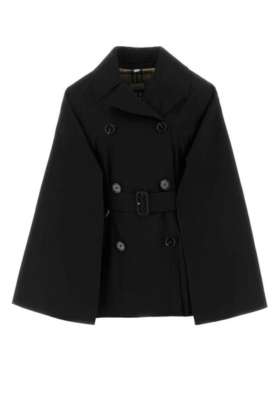 Burberry Woman Black Gabardine Trench Coat